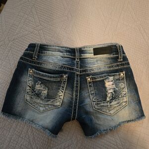 Daytrip Blue Distressed Jean Shorts